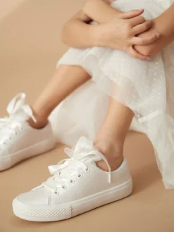 Next White Occasion Tulle Lace-Up Trainers^ Sneakers|Boots
