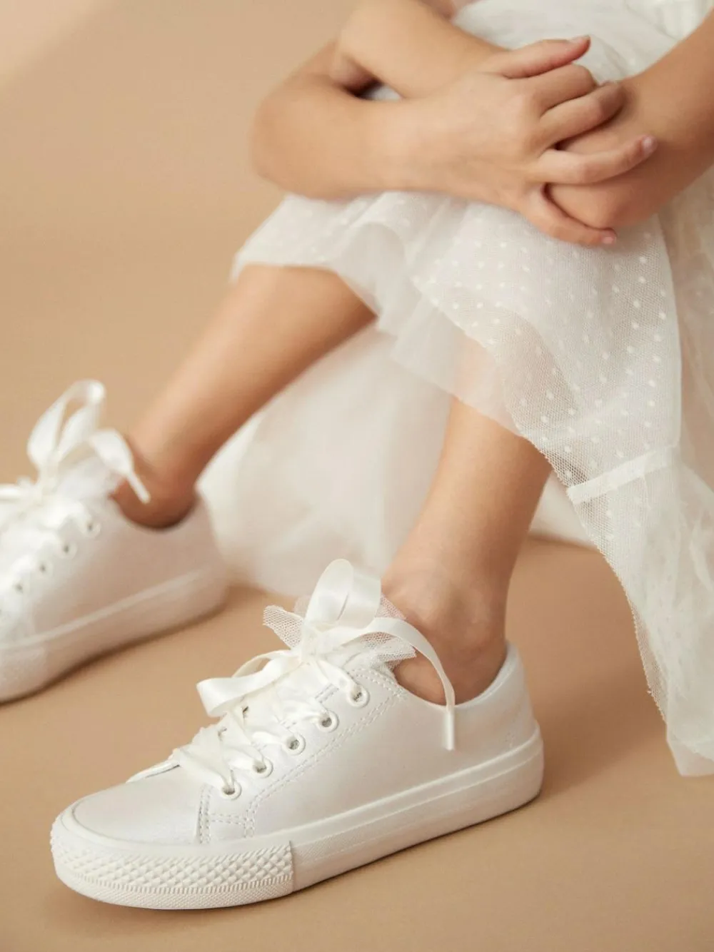 Next White Occasion Tulle Lace-Up Trainers^ Sneakers|Boots