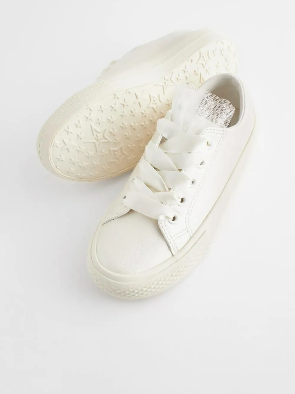 Next White Occasion Tulle Lace-Up Trainers^ Sneakers|Boots