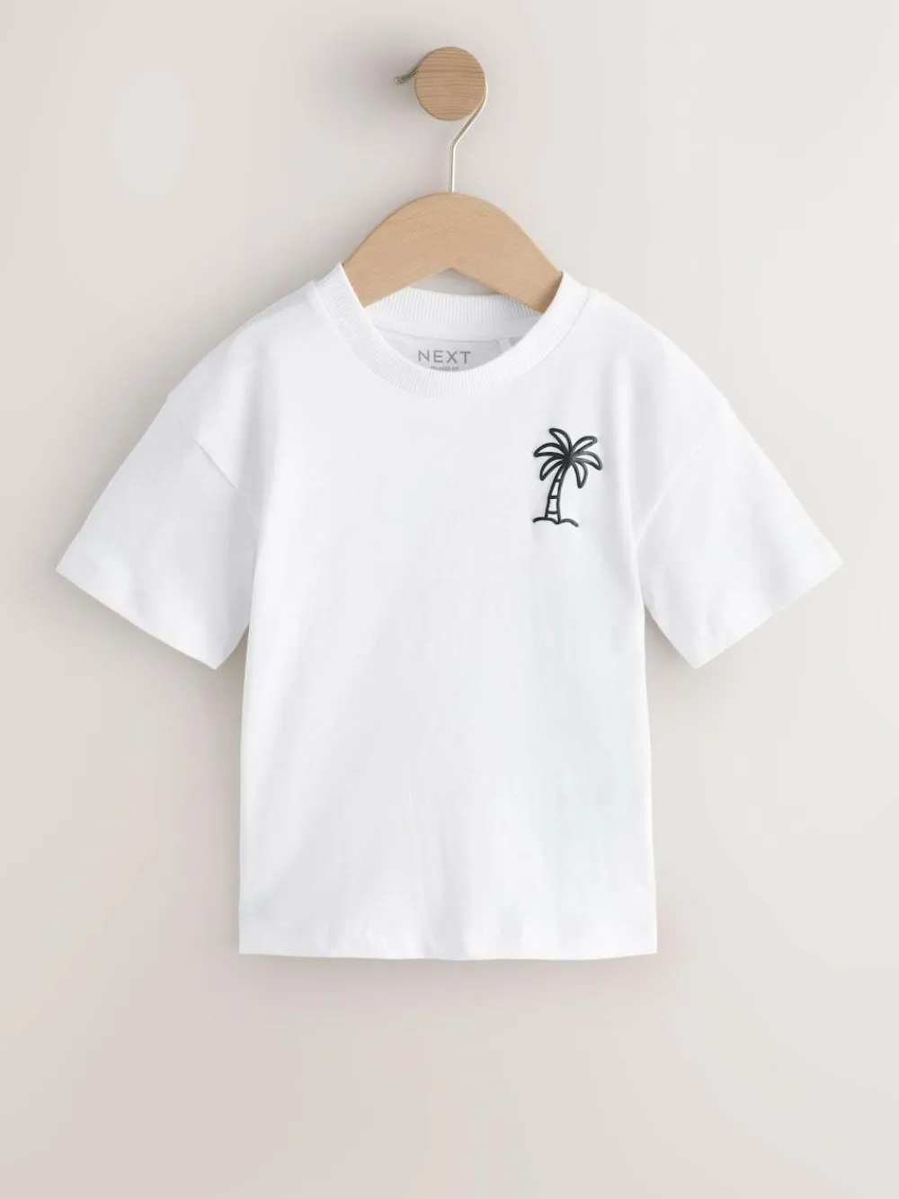Next White Palm Tree Short Sleeve Small Graphic T-Shirt (3mths-7yrs)^BOY Tops|T-Shirts