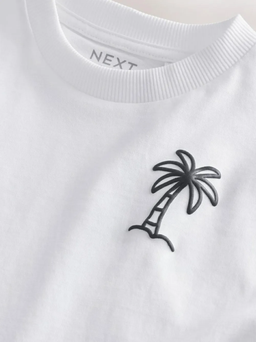 Next White Palm Tree Short Sleeve Small Graphic T-Shirt (3mths-7yrs)^BOY Tops|T-Shirts
