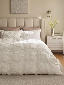 Next Pinch Pleat Soft Touch Brushed Duvet Cover and Pillowcase Set^ Bedsets & Duvet Covers