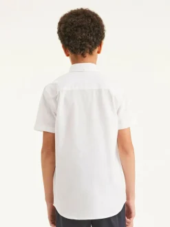 Clearance Next Plain Short Sleeve Cotton Rich Oxford Shirt (3-16yrs) White