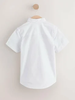 Clearance Next Plain Short Sleeve Cotton Rich Oxford Shirt (3-16yrs) White