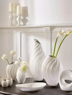 Next White Pleated Ceramic Large Vase^ Vases