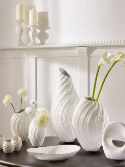 Clearance Next White Pleated Ceramic Medium Vase