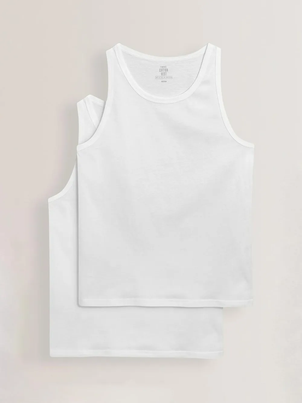 Best Next Pure 100% Cotton Layering Vests 2 Pack White