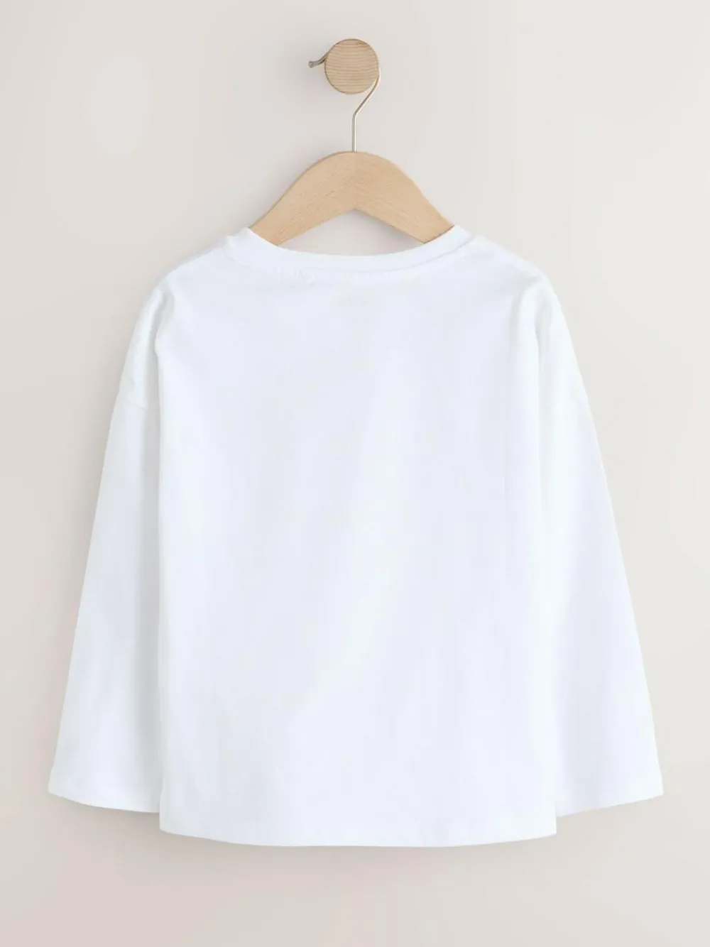 New Next Long Sleeve Sequin Top (3-16yrs) White Rainbow Hearts