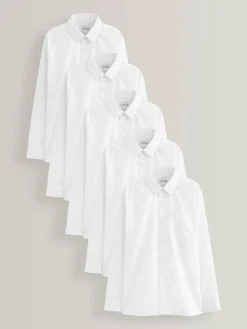 Next White Regular Fit 5 Pack Long Sleeve School Shirts (3-17yrs)^BOY Shirts