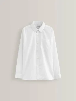 Next White Regular Fit 5 Pack Long Sleeve School Shirts (3-17yrs)^BOY Shirts