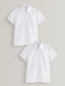 Discount Next Regular Fit 2 Pack Short Sleeve School Shirts (3-17yrs) White