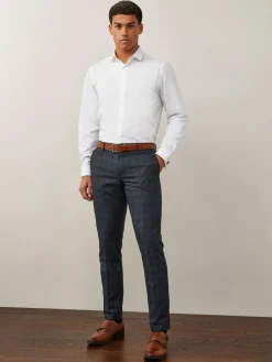 New Next Regular Fit Easy Care Double Cuff Smart Shirt White