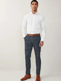 Online Next White Regular Fit Easy Care Single Cuff Smart Shirt