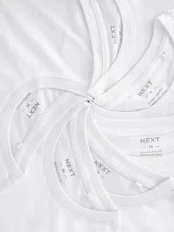Next White Regular Fit Essential Cotton T-Shirts 6 Pack^ Nightwear|Tops & T-Shirts