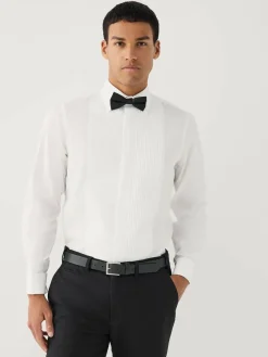 Clearance Next White Regular Fit Occasion Pleated Bib Double Cuff Dress Shirt