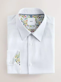 Next Regular Fit Textured Long Sleeve Formal Shirt with Trim^ Shirts|Occasionwear