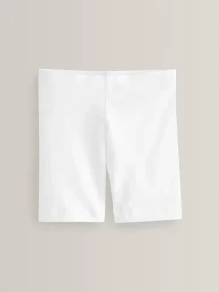 New Next Regular Length 2 Pack Cotton Rich Stretch Cycle Shorts (3-16yrs) White
