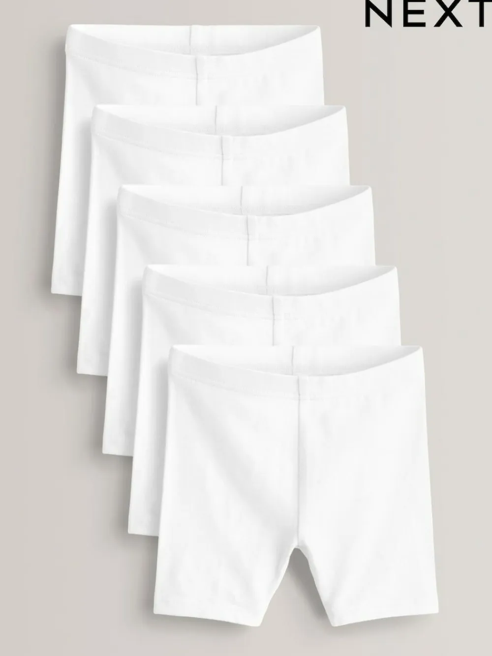 Discount Next Regular Length 5 Pack Cotton Rich Stretch Cycle Shorts (3-16yrs) White
