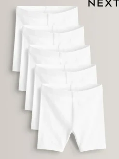 Discount Next Regular Length 5 Pack Cotton Rich Stretch Cycle Shorts (3-16yrs) White