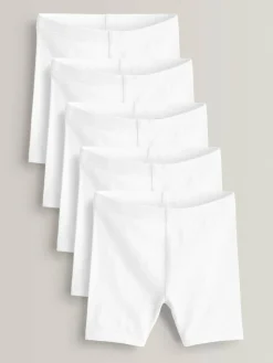 Discount Next Regular Length 5 Pack Cotton Rich Stretch Cycle Shorts (3-16yrs) White