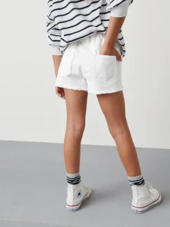 Best Next Regular Length Frayed Edge Denim Shorts (3-16yrs) White