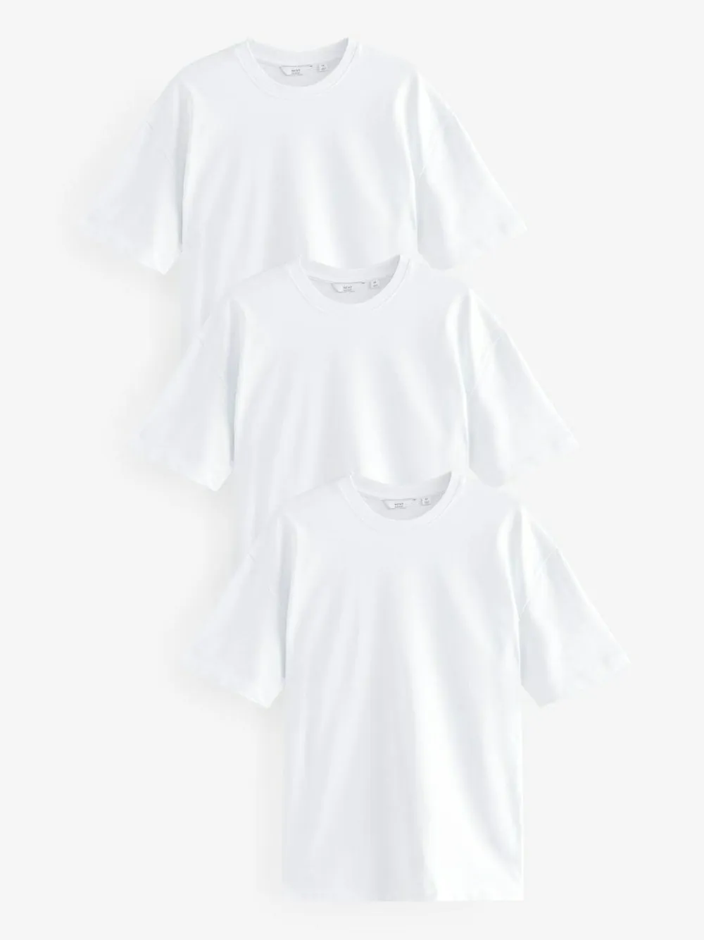 Next White Relaxed Fit Heavyweight T-Shirts 3 Pack^ Nightwear|Tops & T-Shirts