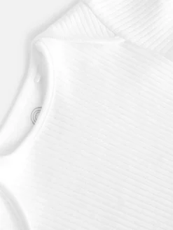 Next White Rib Short Sleeve Baby Bodysuits 5 Pack^BOY Unisex|Bodysuits & Vests