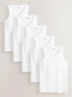 Next Rib Vests 5 Pack^ Underwear|Underwear