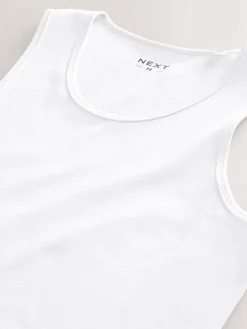 Discount Next White Ribbed Vests 2 Pack