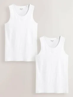 Discount Next White Ribbed Vests 2 Pack
