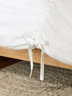 New Next White Ruched 200TC with Bows Duvet Cover and Pillowcase Set