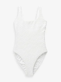 Outlet Next White Scoop Neck Tummy Control Swimsuit