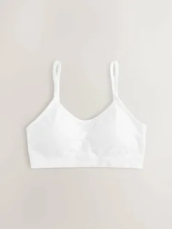 Sale Next White Seamfree Strappy Crop Tops with Removable Lightly Padded Cups 3 Pack (7-16yrs)
