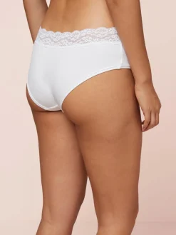 Next White Short Cotton Lace Knickers 4 Pack^Women Panties