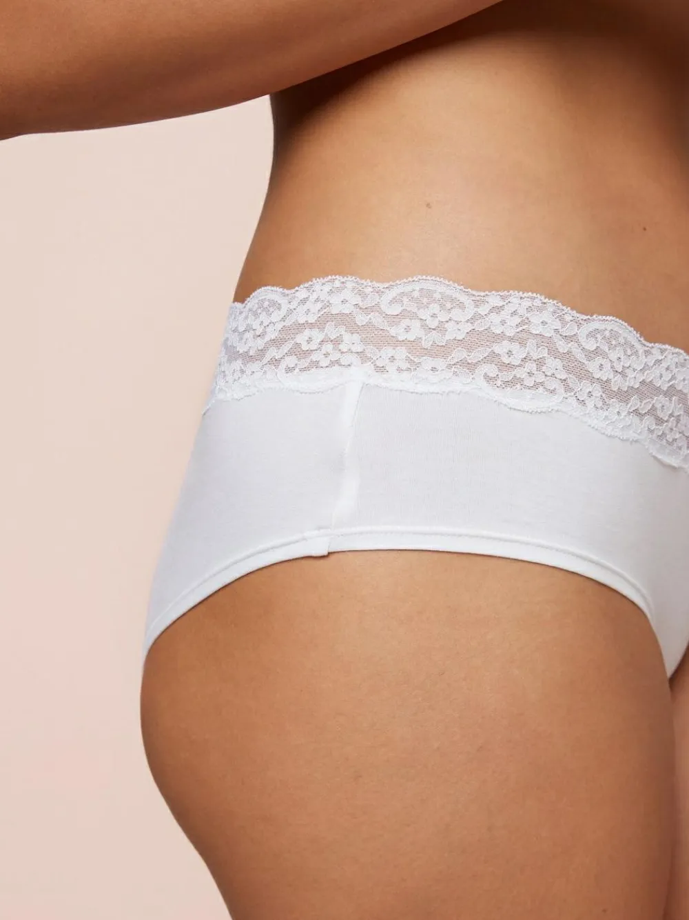 Next White Short Cotton Lace Knickers 4 Pack^Women Panties
