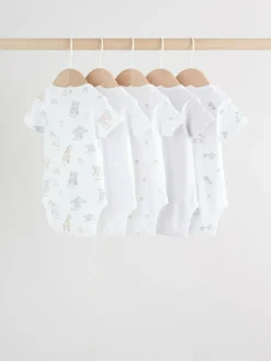 Next White Short Sleeve Baby Bodysuits 5 Pack^BOY Unisex|Bodysuits & Vests
