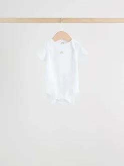 Next White Short Sleeve Baby Bodysuits 5 Pack^BOY Unisex|Bodysuits & Vests