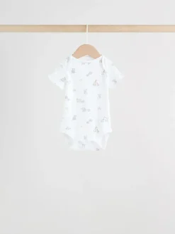 Next White Short Sleeve Baby Bodysuits 5 Pack^BOY Unisex|Bodysuits & Vests