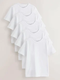 Next White Short Sleeve T-Shirts 5 Pack (3-16yrs)^BOY Tops|T-Shirts