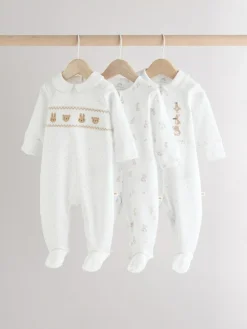 Online Next White Sleepsuits 3 Pack (0-2yrs)