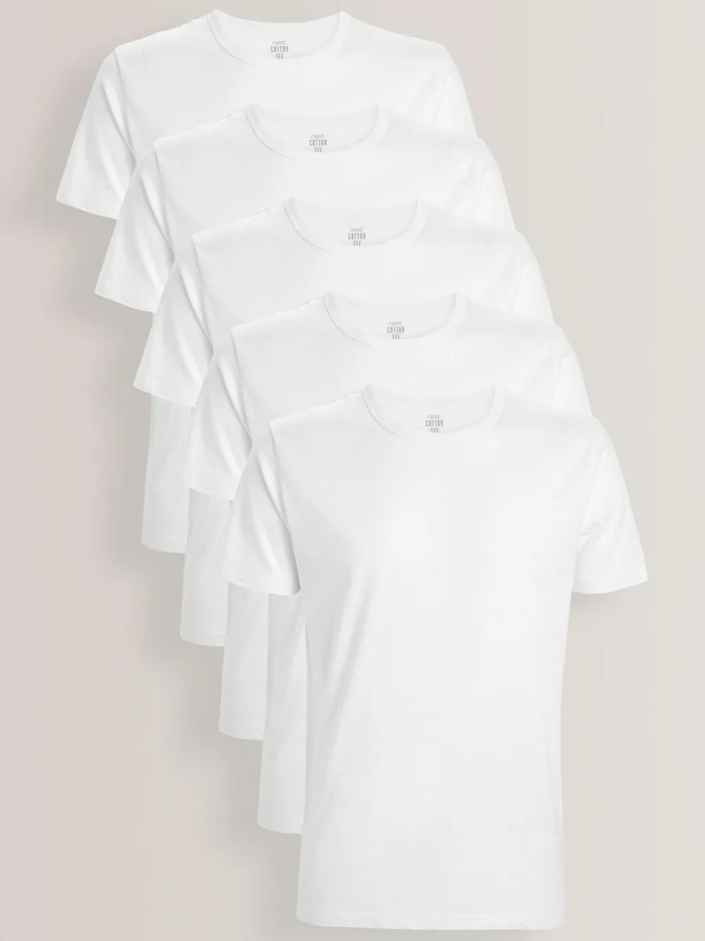 Online Next Slim Fit 100% Cotton Layering T-Shirts 5 Pack White
