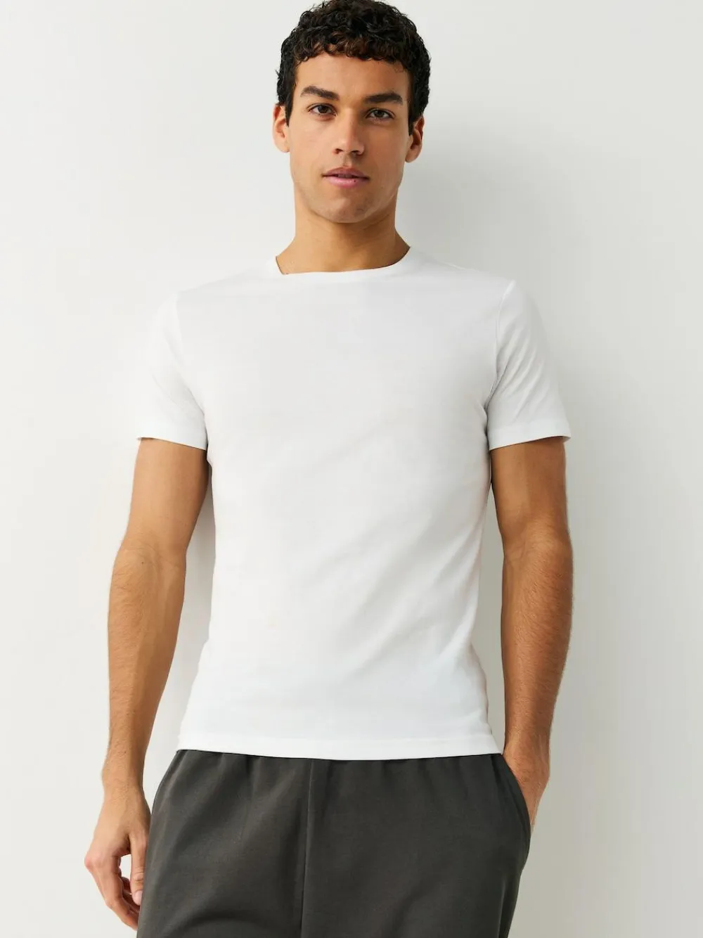 Online Next Slim Fit 100% Cotton Layering T-Shirts 5 Pack White