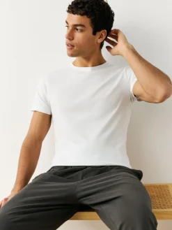 Online Next Slim Fit 100% Cotton Layering T-Shirts 5 Pack White