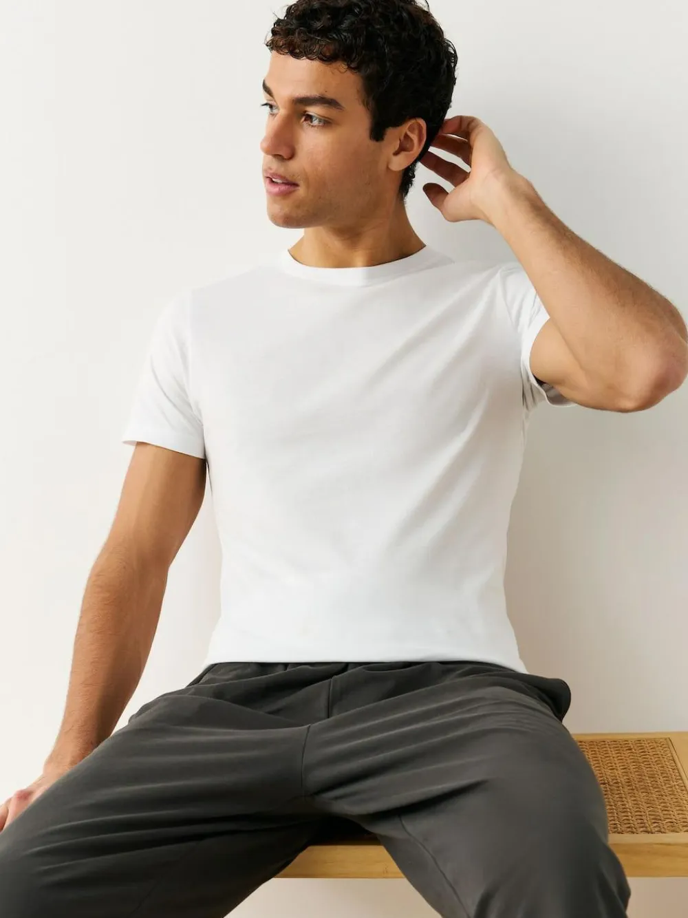 Online Next Slim Fit 100% Cotton Layering T-Shirts 5 Pack White