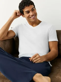 Next White Slim Fit 100% Cotton V-Neck Layering T-Shirts 10 Pack^ Loungewear|Nightwear