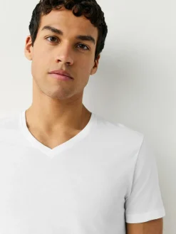 Next White Slim Fit 100% Cotton V-Neck Layering T-Shirts 10 Pack^ Loungewear|Nightwear