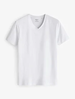 Next White Slim Fit 100% Cotton V-Neck Layering T-Shirts 10 Pack^ Loungewear|Nightwear