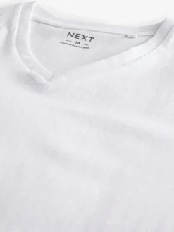 Next White Slim Fit 100% Cotton V-Neck Layering T-Shirts 10 Pack^ Loungewear|Nightwear