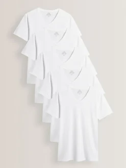 Discount Next Slim Fit 100% Cotton V-Neck Layering T-Shirts 5 Pack White