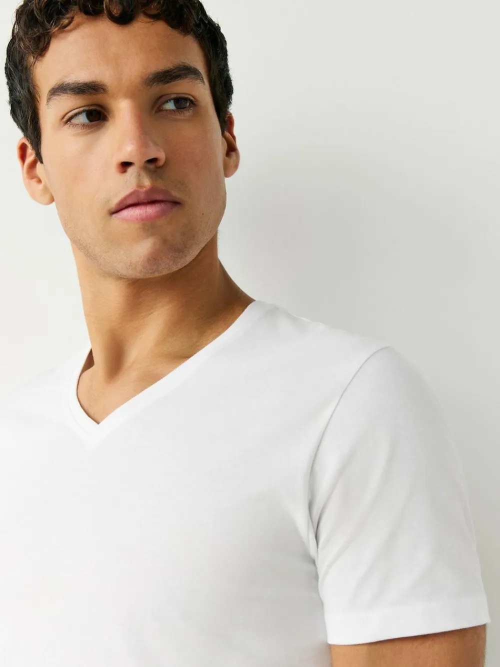 Discount Next Slim Fit 100% Cotton V-Neck Layering T-Shirts 5 Pack White